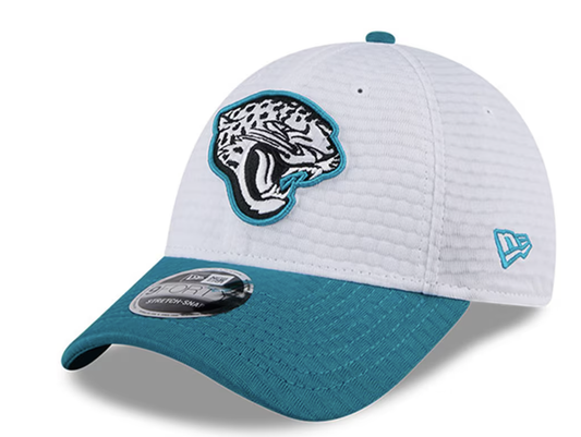 Jacksonville Jaguars New Era 2024 NFL Training Camp 9FORTY Adjustable Hat - White/Teal Youth