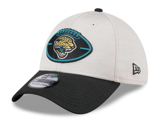 Jacksonville Jaguars New Era 2024 Sideline Historic 39THIRTY Flex Hat - Stone/Teal