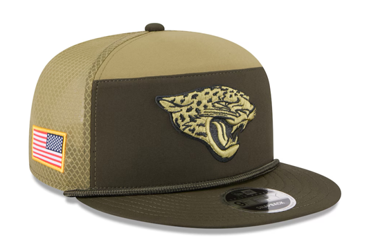 Jacksonville Jaguars  Men's New Era Dark Green 2025 Salute to Service Split Panel 9FIFTY Snapback Hat
