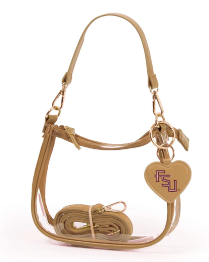 Florida State Seminoles Desden Clear Clara Purse With Heart Charm - officially licensed fan gear