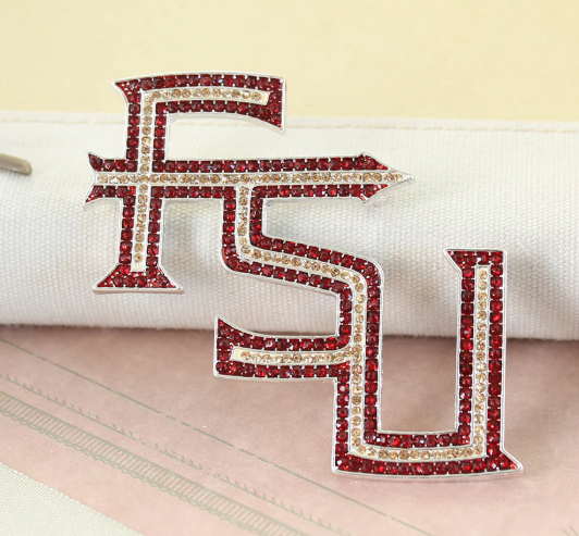 Florida State Seminoles Seasons Jewelry Crystal Log FSU Pin