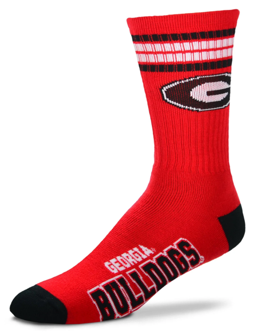 Georgia Bulldogs For Bare Feet 4 Stripe Deuce Socks