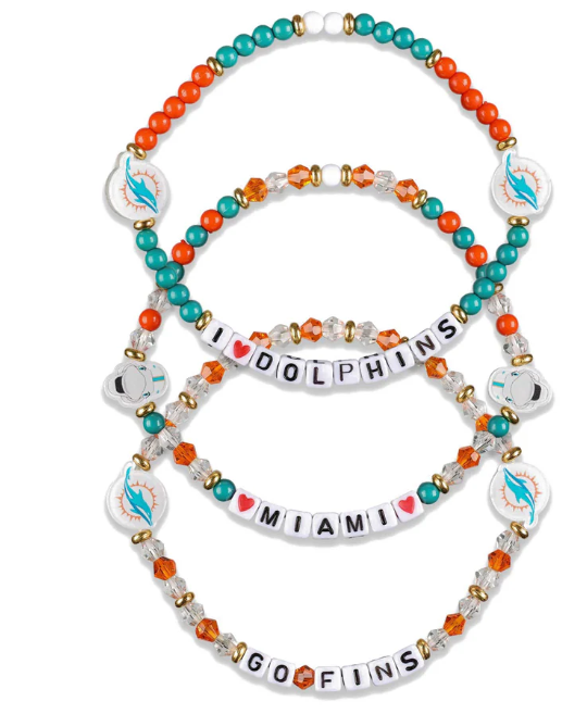 Miami Dolphins FOCO Brand 3 Pack Friendship Bracelet