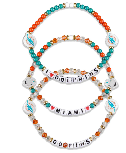 Miami Dolphins FOCO Brand 3 Pack Friendship Bracelet