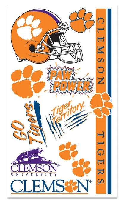 Clemson Tigers Wincraft Temporary Tattoo Sheet