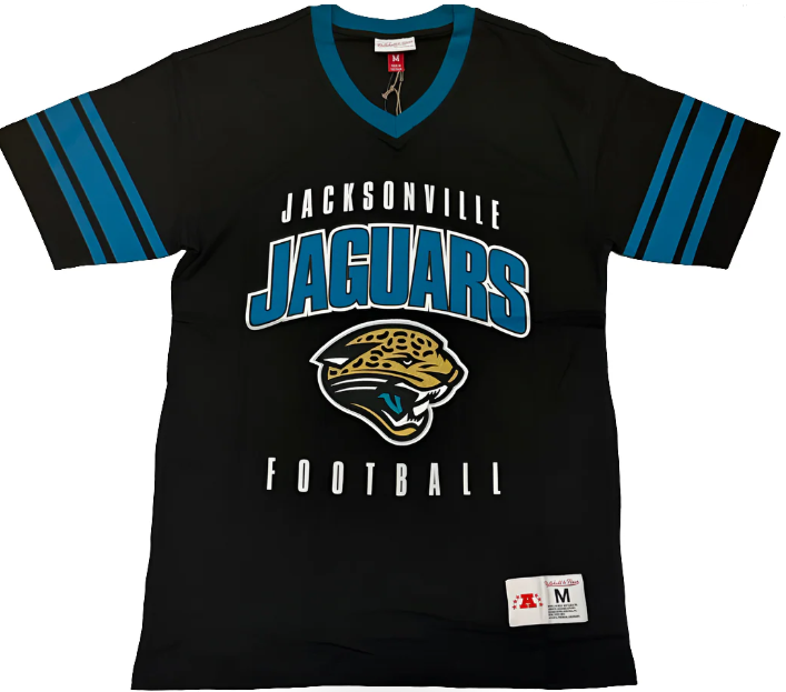 Mitchell & Ness NFL Retro V-Neck SS Vintage Logo Jacksonville Jaguars Tee