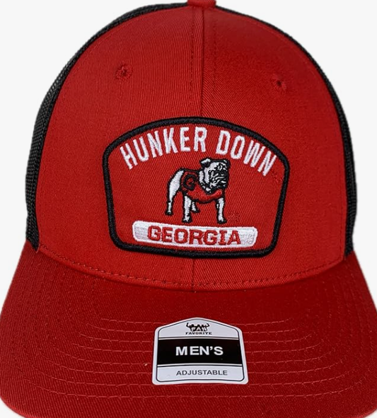 University of Georgia Hunker Down Patch Adjustable Trucker Mesh hat