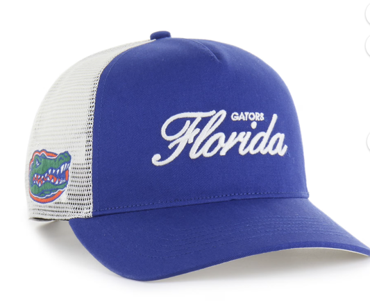 Florida Gators Hitch Trucker Hats Script Florida Gators  Blue 47 Brand
