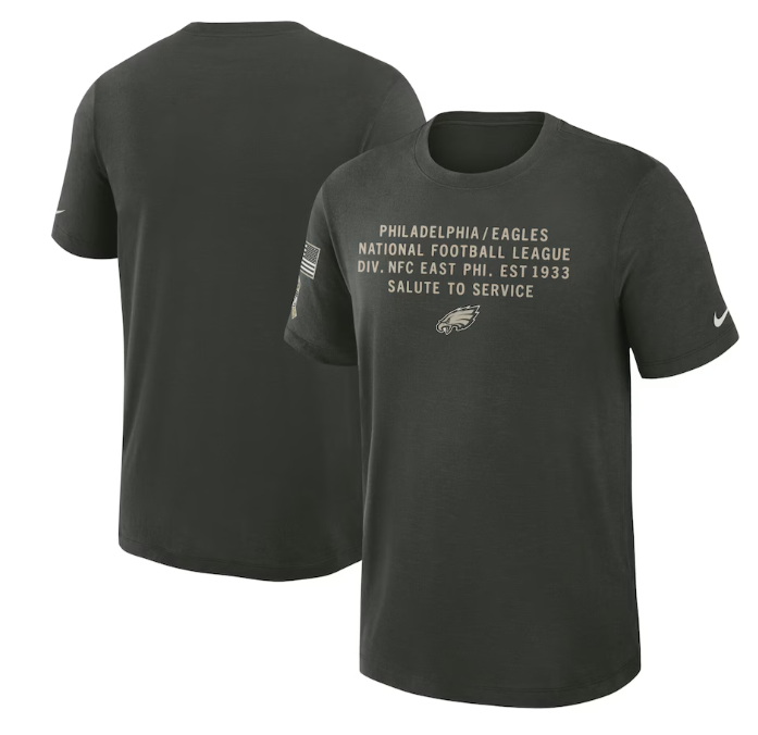 Philadelphia Eagles Nike 2025 Salute to Service Sideline Slub Dri-FIT T-Shirt - Dark Green