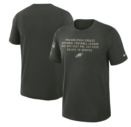 Philadelphia Eagles Nike 2025 Salute to Service Sideline Slub Dri-FIT T-Shirt - Dark Green