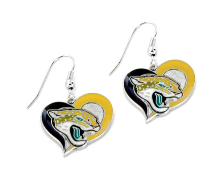Jacksonville Jaguars Aminco Swirl Heart Earrings - officially licensed fan gear