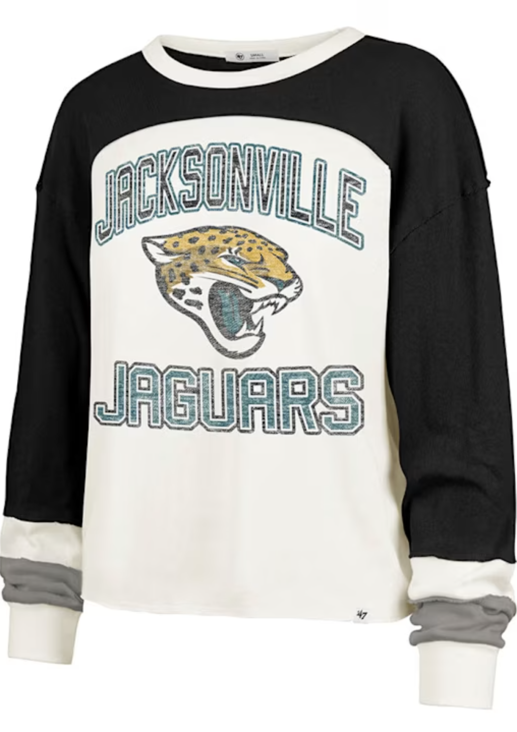 Jacksonville Jaguars Womens White Double Header Curve LS Tee 47