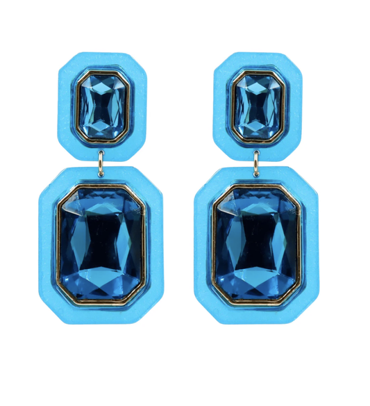 Teal Crystal Drop Earrings
