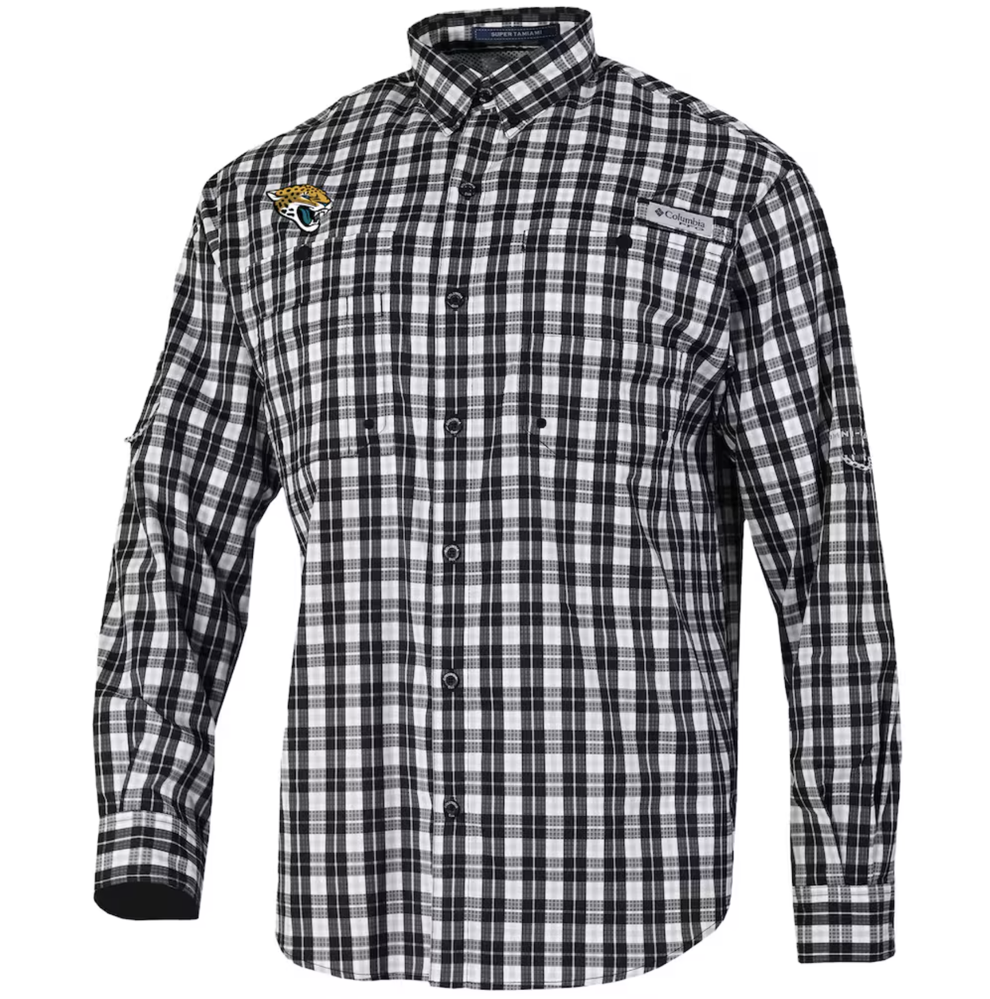 Jacksonville Jaguars Columbia Black Super Slack Tide Long Sleeve Button-Up