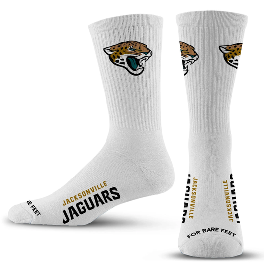 Jacksonville Jaguars For Bare Feet Refresh Premium Crew - White Socks