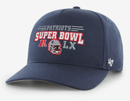 NEW ENGLAND PATRIOTS SUPER BOWL LX '47 HITCH RF RELAXED FIT - officially licensed fan gear