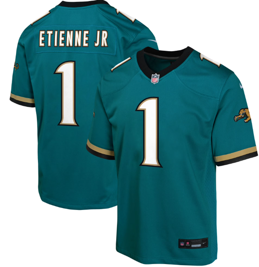 Jacksonville Jaguars Nike Youth Travis Etienne Jr. Teal Prowler Throwback Jersey