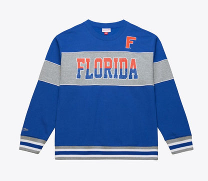 NCAA University of Florida Gators Florida Gators Royal/Heather Gray Fleece Crewneck Sweatshirt - officially licensed fan gear