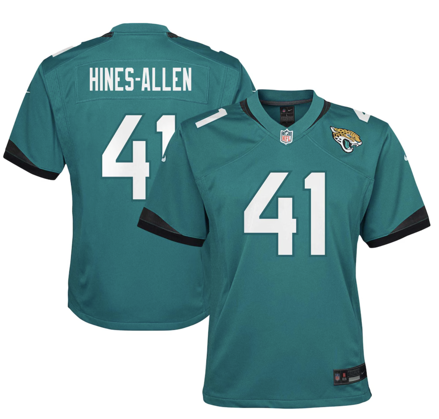 Jacksonville Jaguars Josh Hines-Allen Nike Teal Game Jersey Child - officially licensed fan gear