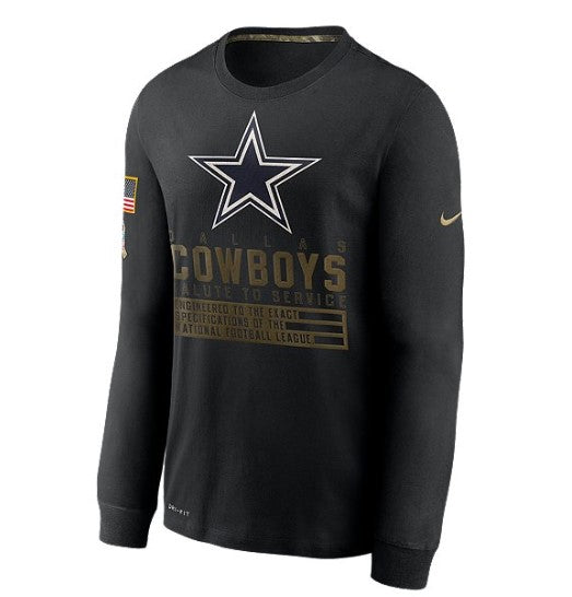 NFL Dallas Cowboys Nike Salute to Service Mens Team Logo Dri-FIT Cotton Long Sleeve T-Shirt