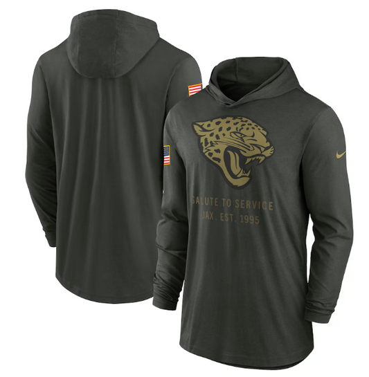Jacksonville Jaguars Nike 2025 Salute to Service Sideline Dri-FIT Lightweight Hooded Pullover - Forest Green