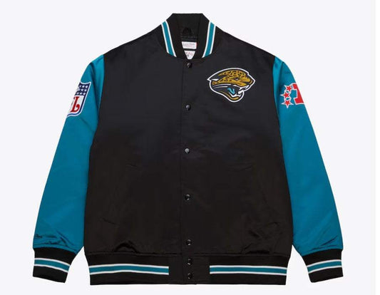 Jacksonville Jaguars Mitchell & Ness Satin Varsity Jacket