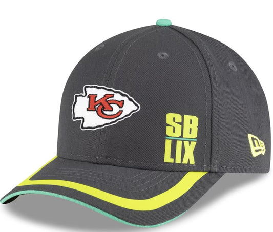 Kansas City Chiefs New Era Gray Super Bowl LIX 9Forty Adjustable Hat;
