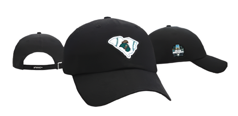 NCAA Costal Carolina Mens College World 2025 Ahead Black Cotton Adjustable Hat