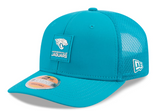 Jacksonville Jaguars New Era Teal 2025 Sideline 9SEVENTY Trucker Adjustable Hat