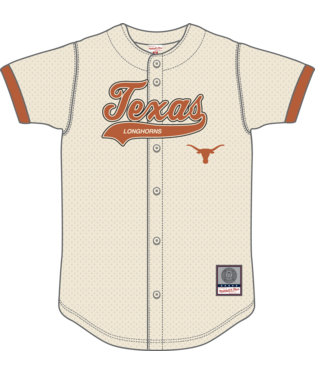 NCAA Texas Longhorns Mitchell & Ness Mesh Button Front Cream Top