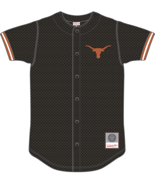 NCAA Texas Longhorns Mitchell & Ness Game Time Mesh Button Front Black Top
