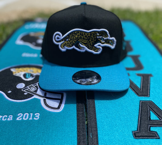 Jacksonville Jaguars New Era EWave 9Fifty A Frame Throwback Crawl Teal Brim Snapback