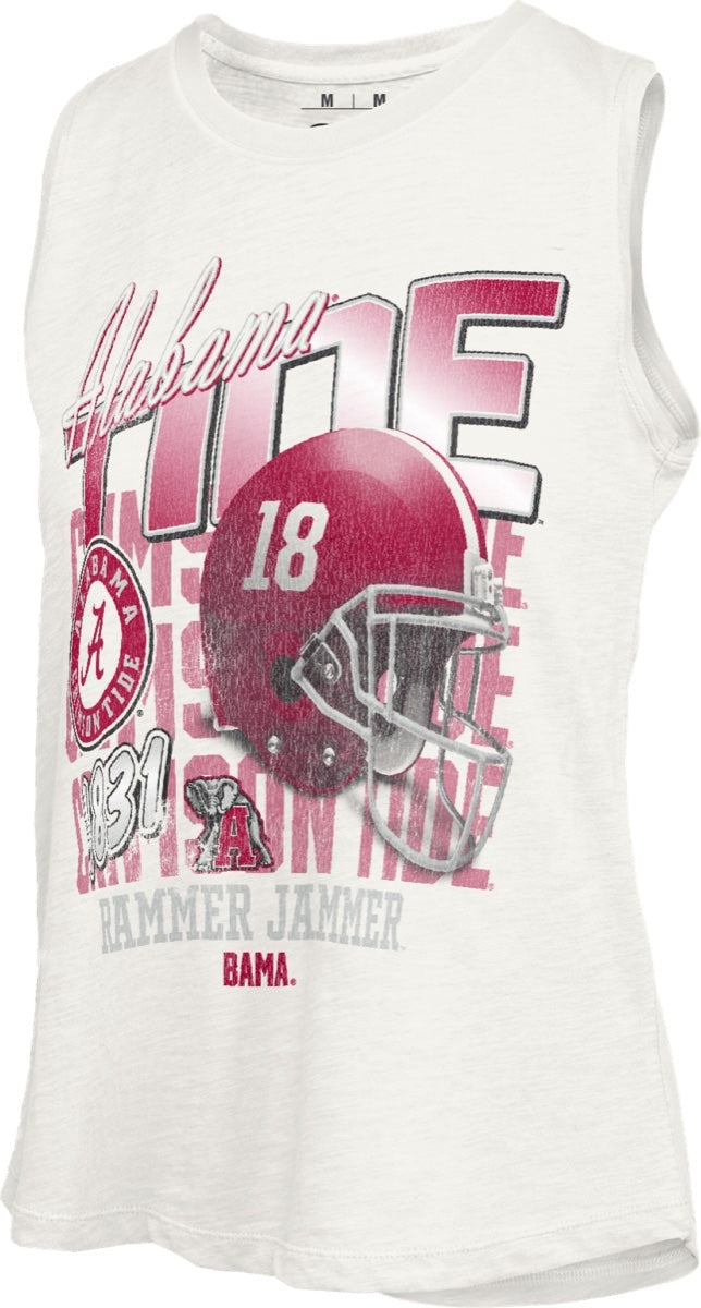 NCAA Alabama Crimson Tide Pressbox Gametime Miranda White Hi-Lo Slub Tank