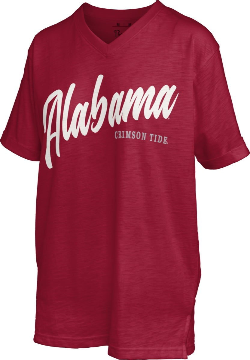 NCAA Alabama Crimson Tide Pressbox Hometeam Crimson V-Neck Slub Top