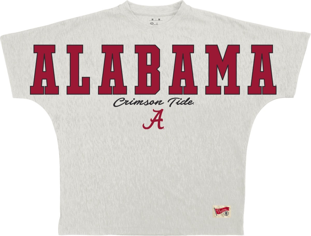 NCAA Alabama Crimson Tide Pressbox Flannigan Modesto Oatmeal Oversized Crew Tee