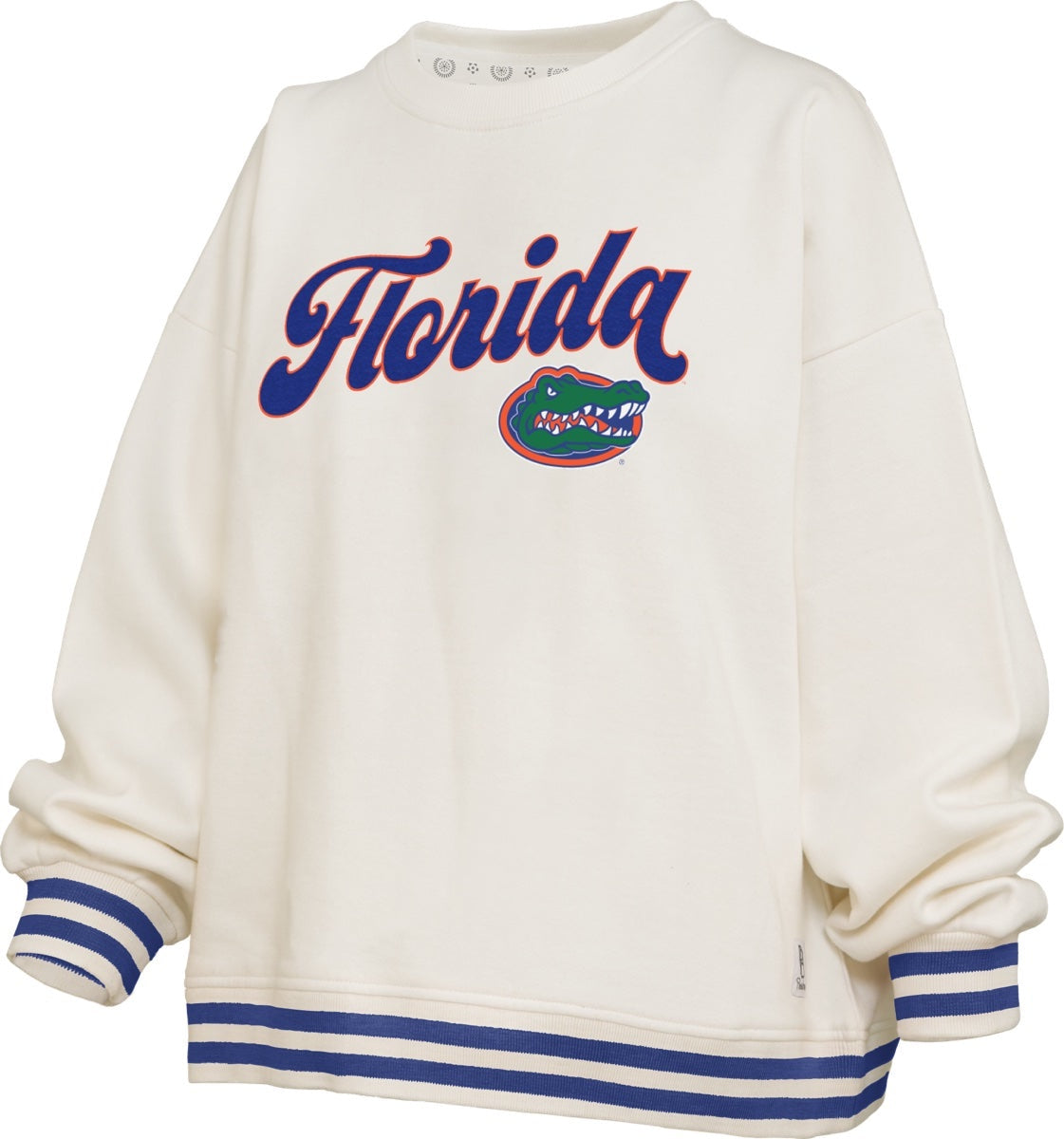 NCAA Florida Gators Pressbox Bonanza Chenille Ivory Oversized Fleece Crew