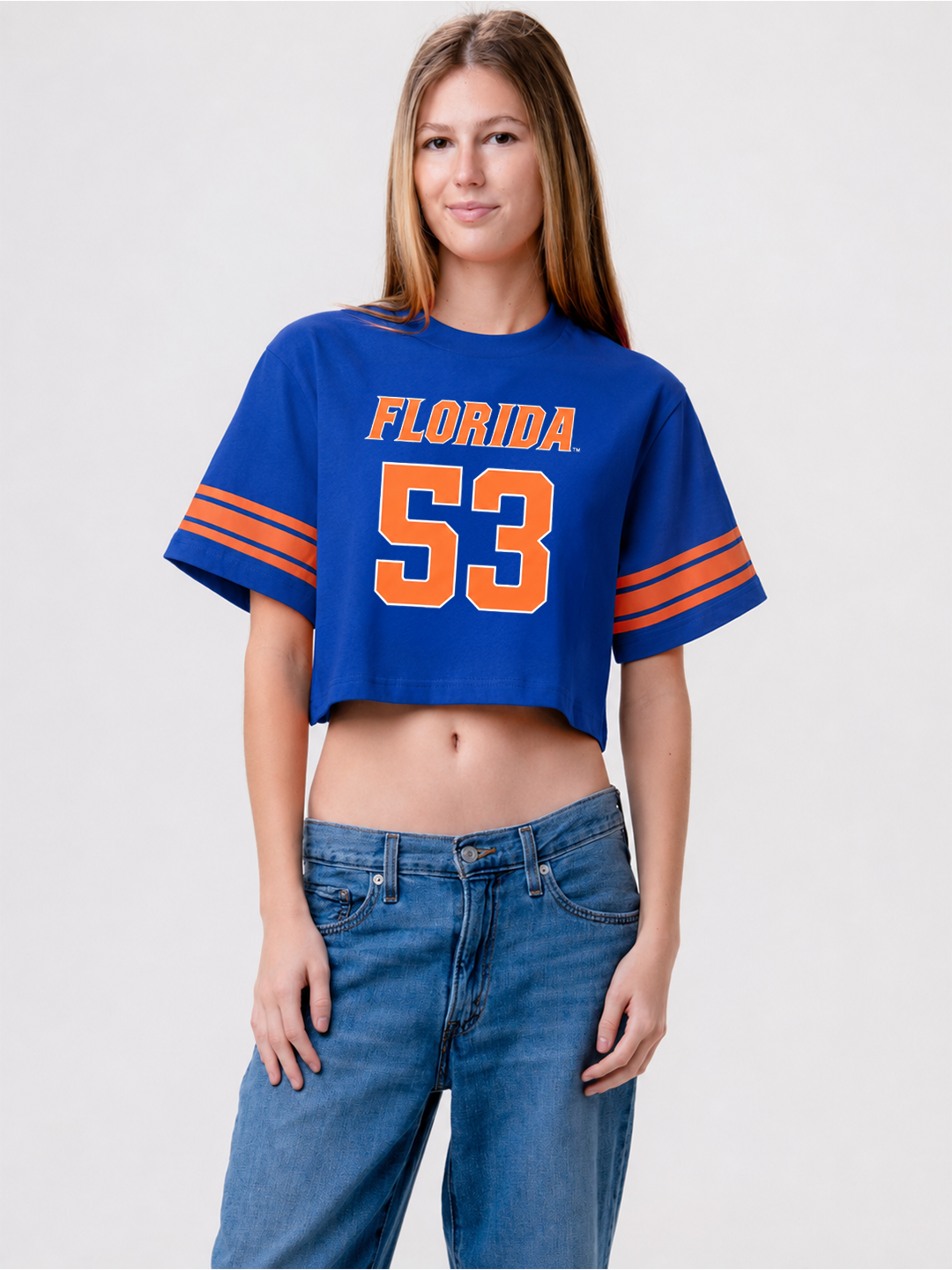Florida Orange/Blue Women's Crop Jersey Tee #53