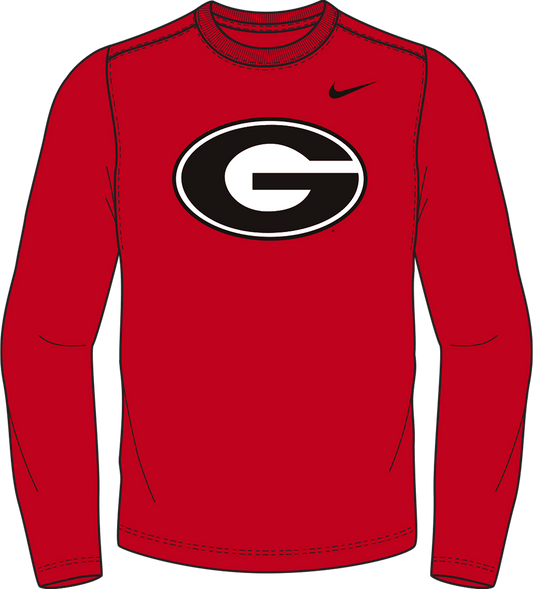 NCAA Georgia Bulldogs Nike Men's Legend Primary Logo LS Tee (Red)