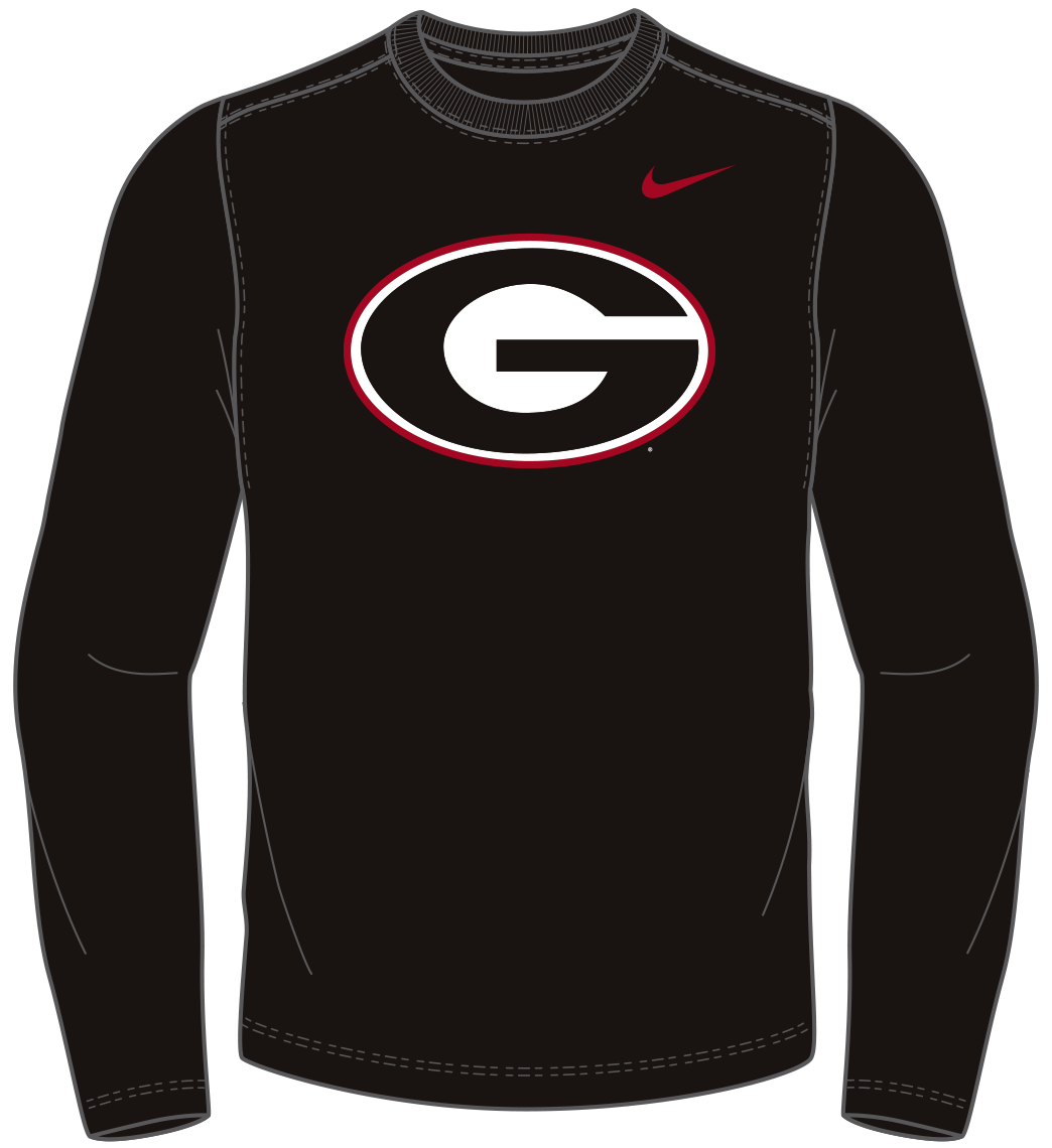 NCAA Georgia Bulldogs Nike Men's Legend Primary Logo LS Tee (Black)