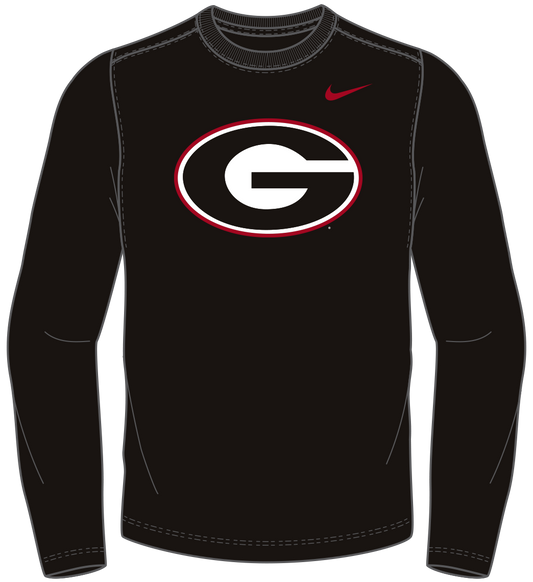 NCAA Georgia Bulldogs Nike Men's Legend Primary Logo LS Tee (Black)