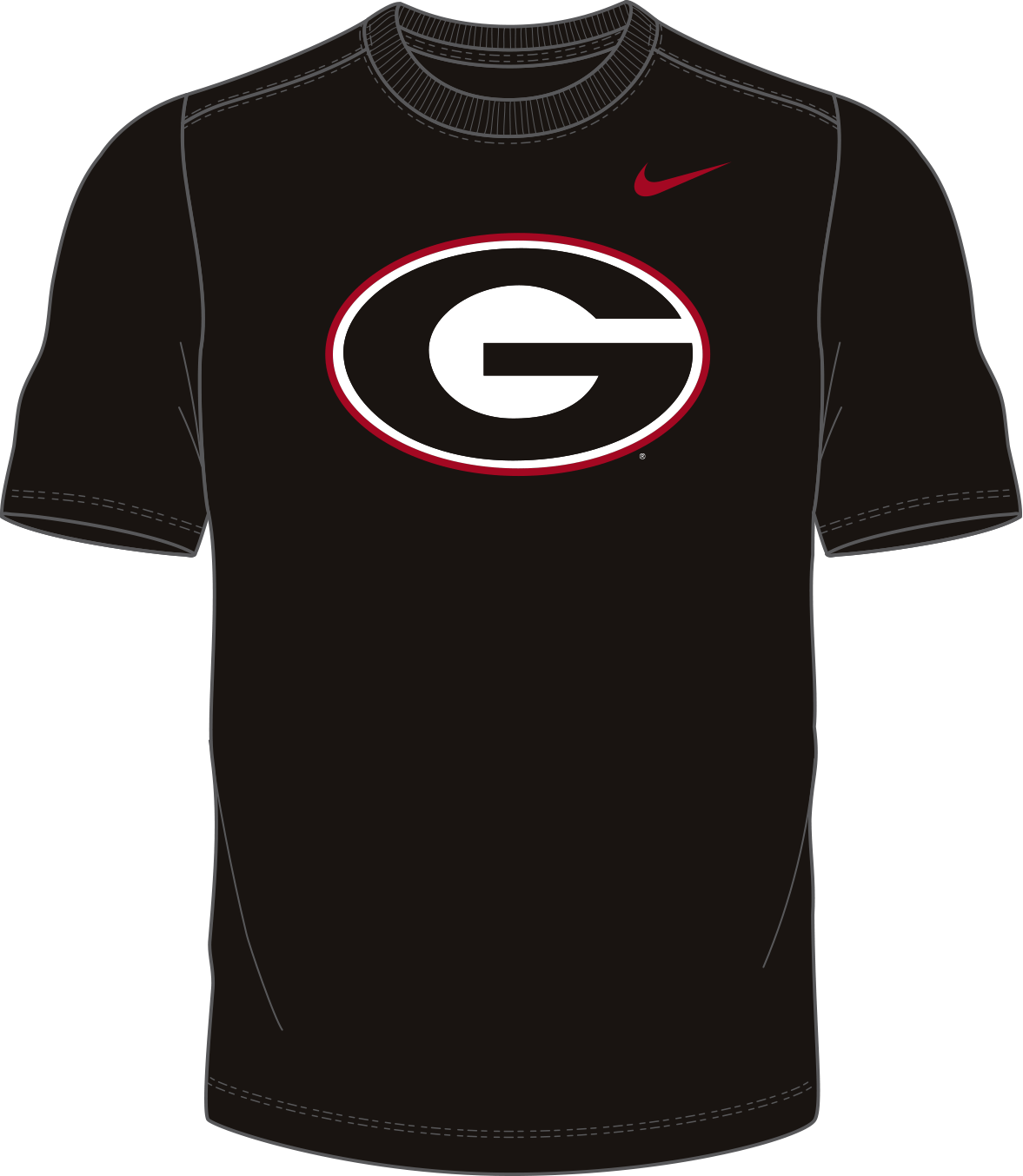 NCAA Georgia Bulldogs Nike Men's Cotton Primary Logo Tee (Black)