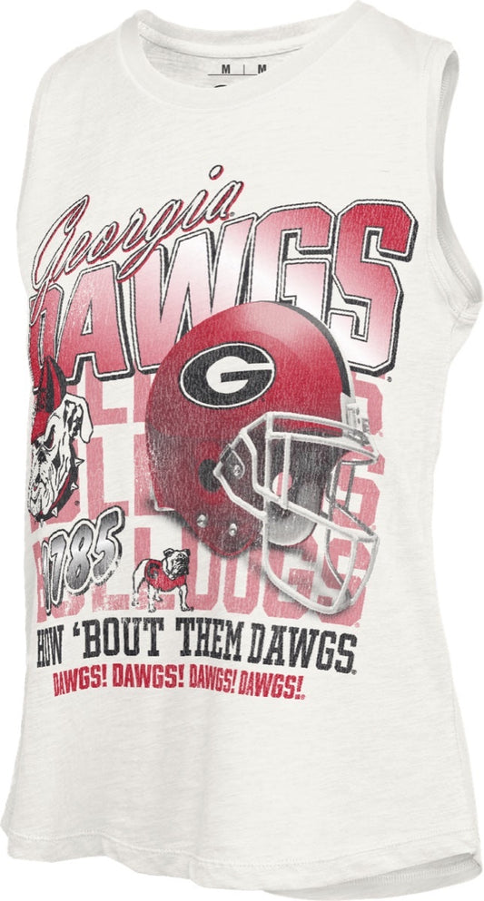 NCAA Georgia Bulldogs Pressbox Gametime Miranda White Hi-Lo Slub Tank