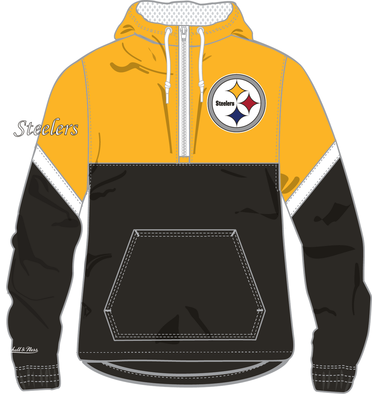 Pittsburgh Steelers Mitchell & Ness Men's Tie Breaker Lightweight Windbreaker Anorak Black Jacket
