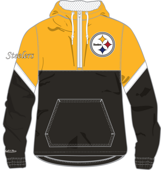 Pittsburgh Steelers Mitchell & Ness Men's Tie Breaker Lightweight Windbreaker Anorak Black Jacket