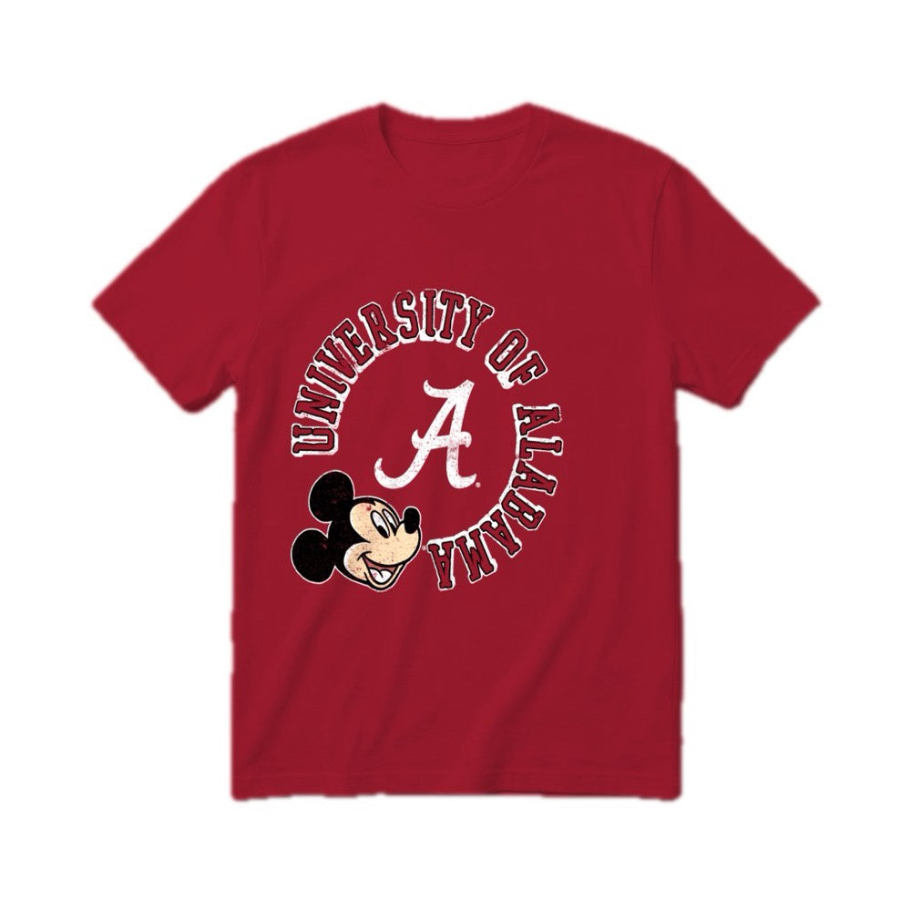 University of Alabama Crimson Tide Mickey Mouse Disney men's cardinal t-shirt
