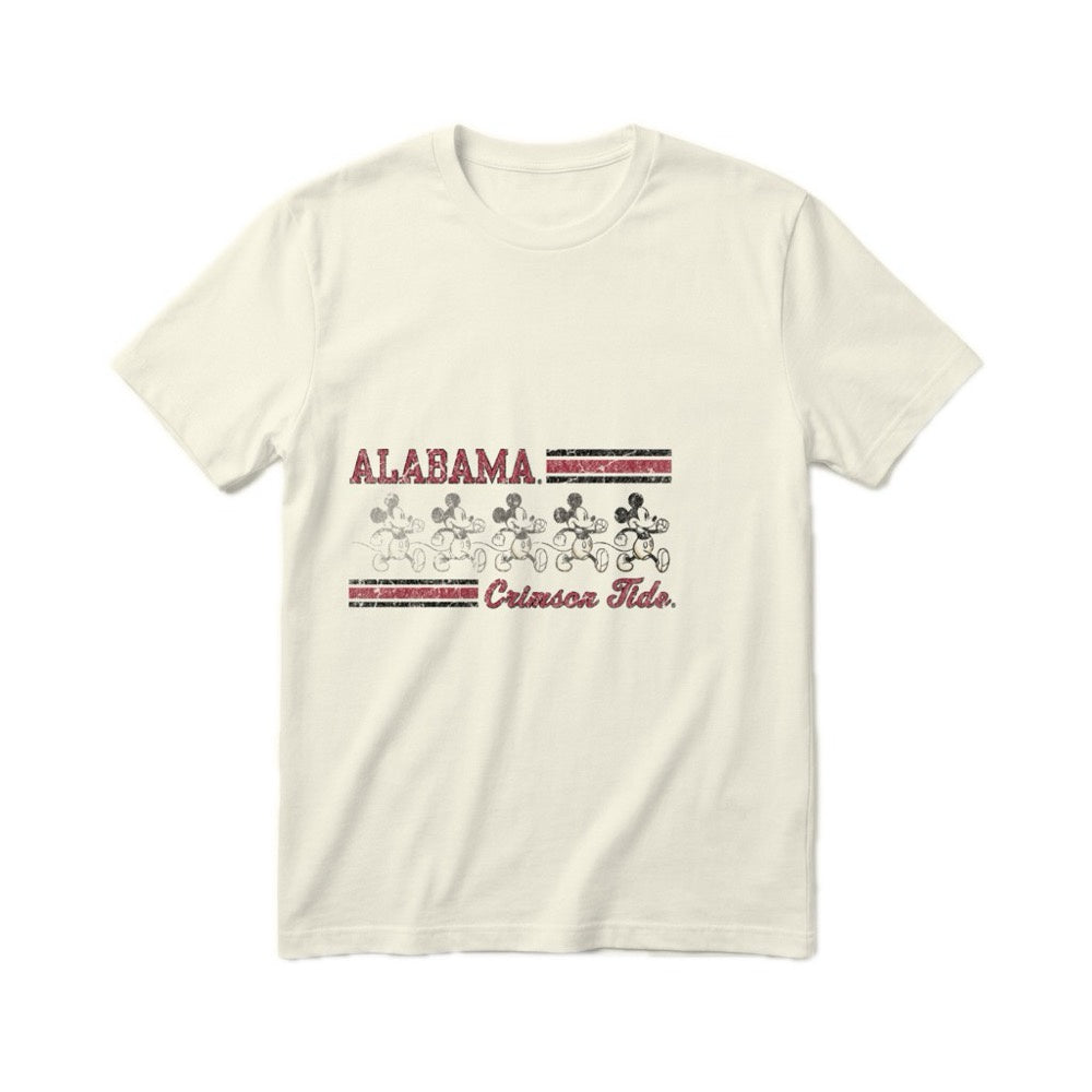 University of Alabama Crimson Tide Mickey Mouse Disney Men's T-Shirt - Ivory