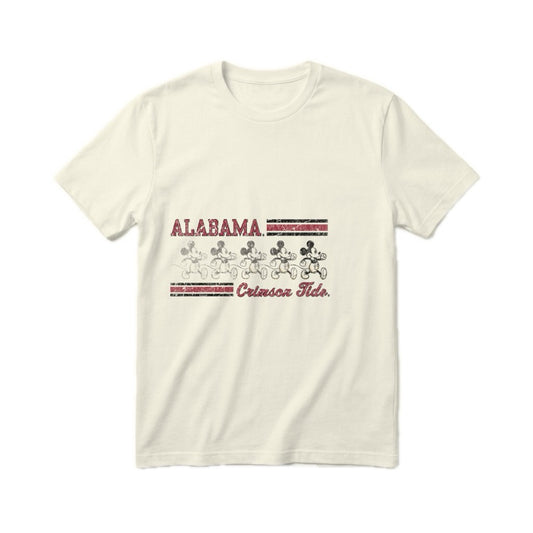 University of Alabama Crimson Tide Mickey Mouse Disney Men's T-Shirt - Ivory