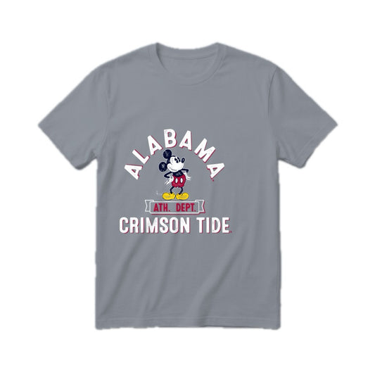 University of Alabama Crimson Tide Mickey Mouse Disney Men's T-Shirt - Steel Grey