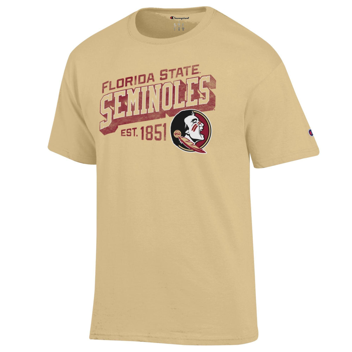 Florida State Seminoles Men's Champion Seminoles Est. 1851 Vintage Gold Tee