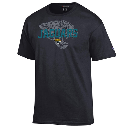 Jacksonville Jaguars Men's Champion Distressed Jaghead Black Tee